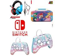 CASQUE PC SWITCH ROUGE ET BLEU - Manette SWITCH 2 Advantage- Mushroom Kingdom Nintendo - Sacoche Switch- Mario- Color Splash Heroes