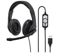 Hama Ordinateur Micro-Casque Supra-auriculaire Filaire Stereo Noir Volume réglable, Mise en sourdine du Microphone
