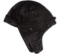 Mil-Tec Bonnet d’aviateur en cuir, Noir XXL Noir