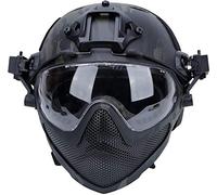 Casque PJ Tactical Fast, Casque de sécurité Pilote, Casque de Paintball Airsoft avec Masque Amovible et Lunettes de Protection