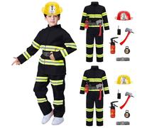 Casque Pompier Enfant, Deguisement Costume De Pompier Enfant 15 16 Ans, Policier avec 8Pcs Garçon, Fille, Costumes Rôle Jeu Cosplay Carnaval L'éducation Aux Exercices D'incendie