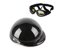 Casque pour Chien,Casque de Chien Casques for Chiens for Motos avec Lunettes de Soleil, Chapeau Tendance en ABS for Animaux Compagnie, Casquette Protection Plastique for Petits(Black,Small 4 inch)