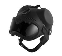 Casque pour Chien de Travail K9, Lunettes Intégrées, Lentilles Claires/Noires, Cache-Oreilles Amovibles, Rail Type Picatinny, Pads EVA, pour Entraînement et Activités Extérieures(Black)