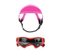 Casque pour Chien Protection Casque et Lunettes for Petits Chiens - de Moto for Animaux Compagnie avec Trous for Les Oreilles Sangles réglables for la Conduite des Chiots(Silver,M Glasses S Helmet)