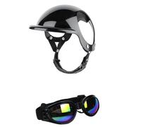 Casque pour Chien Protection Lot de 2 Casques pour Chien avec Lunettes Protection, Réglables pour Petite et Moyenne Taille(Black Set 2,S)