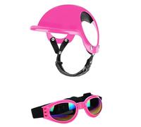 Casque pour Chien Protection Lot de 2 Casques pour Chien avec Lunettes Protection, Réglables pour Petite et Moyenne Taille(Pink Set 2,S)