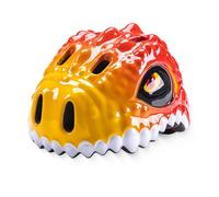 Casque pour Enfants en Dessin animé, Green Dinosaur Gradient Couleur Enfants Casque, Motif de Dinosaure réglable, Design Respirant pour Les Scooters S et Le Roller. (Gelb & Rot)