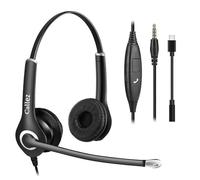Casque pour ordinateur portable jack 3,5 mm avec microphone antibruit, casque USB-C avec câble pour iPhone, Samsung FritzFon C6, PC, Chromebook Mac, iPad, équipes, zoom, bureau, affaires, maison