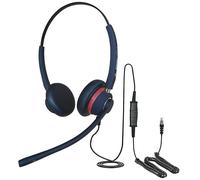 Casque pour téléphone Polycom VVX 400, VVX 401, VVX 410, VVX 411, VVX 500 & VVX 501 VoiP + câble de connexion RJ9 gratuit - QD002 (P) double oreille