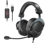 Casque,prise Jack 3.5mm et casque USB avec son Surround 7.1/contral de volume/interrupteur muet pour PC/MAC/PS4/PS5 Mixer-H9 Black