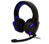 Casque Pro Gamer Amstrad Basic AMS H555 bleu avec Rétroéclairage LED - 40mm Power Bass avec micro intégré, réglage volume