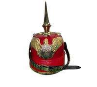 Casque prussien allemand Pickelhaube rouge en cuir et laiton ~ Casque impérial Prussien Spike ~ Meilleur article cadeau, rouge/laiton, 66 x 20 x 22 cm