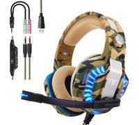 Casque PS4 Gaming,Casque Gamer Professionnel Audio Stéréo avec Micro à Réduction du Bruit 3.5mm Jack Over Ear Comfortable avec Lumière LED pour Xbox One PC Laptop Tablette G