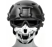Casque Rapide Tactique Airsoft De Type PJ Et Demi-Masque De Crâne Pliable pour Le Paintball Militaire en Plein Air CS Game Shooting, White, Suitable for Head Circumference 54~63 cm