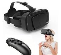 Casque RéAlité Virtuelle 3D VR, Lunettes VR Souples Et Confortables pour Jeux VidéO sur TéLéPhone Portable, avec TéLéPhones Portables, Compatible à 360° avec éCrans 4,7-7,2 Pouces,Black+052 Handle