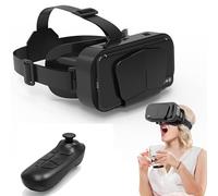 Casque RéAlité Virtuelle 3D VR, Lunettes VR Souples Et Confortables pour Jeux VidéO sur TéLéPhone Portable, avec TéLéPhones Portables, Compatible à 360° avec éCrans 4,7-7,2 Pouces,Black+B03 Handle