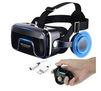 Casque Realite Virtuelle avec Contrôleur et Écouteurs,Casque Virtuelle Réalité pour Telephone pour Films 3D Jeux Vidéo,Casque VR Smartphone pour 4,7 à 7,2 Pouces Tout,Cadeaux de Noël pour Les Enfants