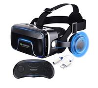 Casque Realite Virtuelle avec Contrôleur et Écouteurs,Casque Virtuelle Réalité pour Telephone pour Films 3D Jeux Vidéo,Casque VR Smartphone pour 4,7 à 7,2 Pouces Tout,Cadeaux de Noël pour Les Enfants