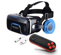 Casque Realite Virtuelle avec Contrôleur et Écouteurs,Casque Virtuelle Réalité pour Telephone pour Films 3D Jeux Vidéo,Casque VR Smartphone pour 4,7 à 7,2 Pouces Tout,Cadeaux de Noël pour Les Enfants