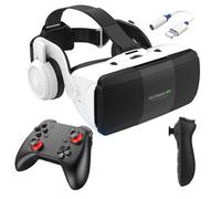 Casque Realite Virtuelle avec Manette Jeu et ContrôLeur, Lunettes Virtuelles avec Sangle Élastique Réglable pour Films 3D Jeux Vidéo, Casque VR Smartphone pour 4,7"-7,8" Tout, Cadeaux de Noël Homme (