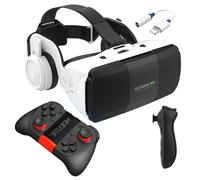 Casque Realite Virtuelle avec Manette Jeu et ContrôLeur, Lunettes Virtuelles avec Sangle Élastique Réglable pour Films 3D Jeux Vidéo, Casque VR Smartphone pour 4,7"-7,8" Tout, Cadeaux de Noël Homme (