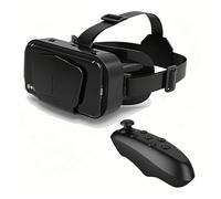 Casque RéAlité Virtuelle, Lunettes RéAlité Virtuelle 3D avec Panorama 360°, Protection Anti-LumièRe Bleue, éCart Pupillaire RéGlable, pour Films Et Jeux, pour éCrans 4,7-7,2 Pouces,Black+Y1 Handle