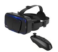 Casque RéAlité Virtuelle VR avec Lunettes 3D, Visionneuse RéAlité Virtuelle 3D avec Manette, Compatible avec éCrans 4,7-7,2 Pouces, éCart Pupillaire RéGlable pour Films Et Jeux 3D,Black+Y1 Handle