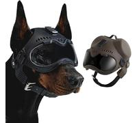 Casque réglable pour chien avec cache-oreilles amovibles, casque tactique K9 pour berger allemand et malinois - 2 lentilles, rail Picatinny et coussinets EVA pour chiens de travail de taille moyenne