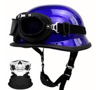 Casque rétro, Casque en Forme de Bol avec Lunettes, Demi-Casque de Moto rétro certifié ECE, Unisexe, adapté aux Motards, croiseurs, Tours en Scooter I,XXL
