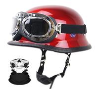 Casque rétro, Casque en Forme de Bol avec Lunettes, Demi-Casque de Moto rétro certifié ECE, Unisexe, adapté aux Motards, croiseurs, Tours en Scooter H,M