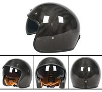 Casque Rétro Fibre de Carbone Demi-Couvert Equitation Lumineux 3K Fibre de Carbone L