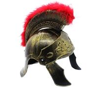Casque romain spartiate pour adultes, Halloween Vintage Rusty Gold Medieval Knight Casque avec des hommes rouges Grec ancien pour les gladiateurs de cosplay, soldat, combattants, guerrier