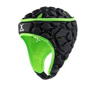 Casque Rugby Gilbert XP 250 Noir/Vert (Protège-tête), Tailles Senior/Junior (XXS (S Junior))