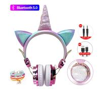 Casque sans fil avec micro mignon licorne Bluetooth 5.0 musique stéréo pour enfants Gamer Girl téléphone portable PC casque de jeu cadeaux-rose sans boîte