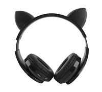 Casque sans Fil avec Réduction du Bruit et Oreilles de Chat pour Le Chant K et L'écoute de Musique pour Enfants et Adolescents (Black)