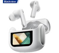 Casque sans fil Blackview AirBuds 12, Écouteurs Bluetooth sans Fil BT 5.4 Écran tactile LED 400mAh ANC&ENC IPX7 étanche - Blanc