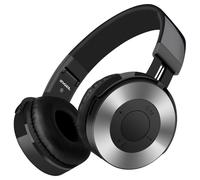Casque sans fil Bluetooth casque HiFi stéréo FM Radio TF carte 3.5mm Aux casque de jeu pliable avec micro, noir et gris