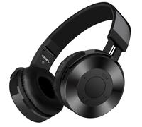 Casque sans fil Bluetooth Casque HiFi Stéréo Radio FM Carte TF 3,5 mm Aux Casque de jeu pliable avec micro, Noir