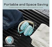 Casque Sans Fil Bluetooth Over-Ear 90 Heures, Casque Bluetooth Supra-Auriculaire, Casque Sans Fil Avec 3 Modes De Musique, Microphone Intégré, Bleu Clair