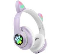Avizar Casque Sans Fil Bluetooth pour Enfant avec Oreilles Chat Lumineux RGB