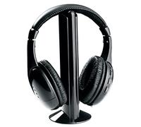 Casque sans fil, casque supra-auriculaire avec microphone, son stéréo, radio FM, PC, TV, émetteur pour ordinateur portable, noir