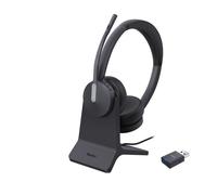Casque sans fil DECT Yealink WH64 Hybrid Dual Teams, DECT + Bluetooth 5.2, binaural, dongle USB, support de charge BHC70