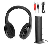 Casque sans Fil, écouteurs FM, Noir Multifonctionnel avec Support de Charge pour PC DVD VCD Microphone intégré