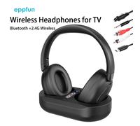 Casque sans fil Eppfun Bluetooth + 2.4G pour regarder la télévision, base de charge du transmetteur avec RCA optique, entrée auxiliaire 1V1