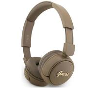 Casque sans fil Guess Script avec logo métal sur l'oreille ¿ Marron, casque Bluetooth avec micro intégré, son clair ¿ GUBHV6SCW