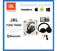 Casque sans fil JBL Tune 760NC, réduction de bruit active originale, écouteurs Bluetooth avec micro pour le jeu noir