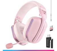 Oniverse Casque Gaming sans Fil Polaris - Compatible PS5, PS4, Switch 2, PC, Mobile, Casque Gamer léger LED Faible Latence 2.4GHz ou Bluetooth, 33h, Son virtuel 7.1, Double Micro - Aurora Pink