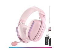 Oniverse Casque gaming sans fil Polaris – 7.1 virtuel, 2.4GHz/Bluetooth, 33h, double micro – Rose