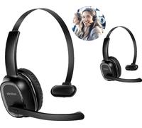 Casque sans fil pour centre d'appels, 50 heures d'autonomie en conversation, connexion à deux appareils, suppression du bruit