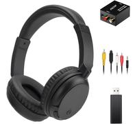 Casque sans fil pour TV, Casque Supra-Auriculaire Bluetooth 5.3 avec Fonction Radio RM, Casque TV Sans Fil L¿¿ger pour Personnes aG¿¿es, 30 Heures de Lecture, port Confortable Sans d¿¿lai Audio, Noir